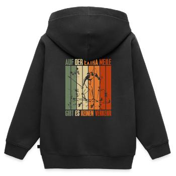 Skilanglauf Auf der Extra Meile Kein Verkehr - Kinder Premium Organic Zip Hoodie - Schwarz - Hinten - AI Model Kid Male (0cm)