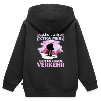 Skibergsteigen Auf der Extra Meile Kein Verkehr - Kinder Premium Organic Zip Hoodie - Schwarz - Hinten - AI Model Kid Male (0cm)