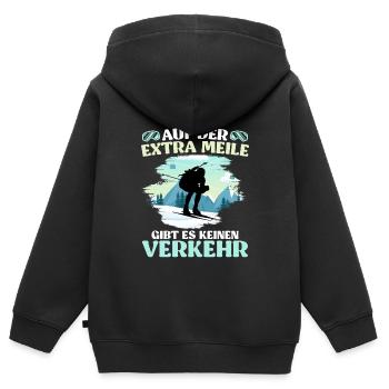 Skibergsteigen Auf der Extra Meile Kein Verkehr - Kinder Premium Organic Zip Hoodie - Schwarz - Hinten - AI Model Kid Male (0cm)