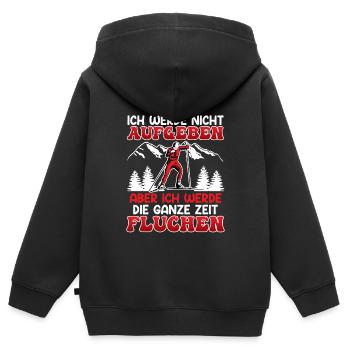Langläufer Werde nicht Aufgeben aber Fluchen - Kinder Premium Organic Zip Hoodie - Schwarz - Hinten - AI Model Kid Male (0cm)