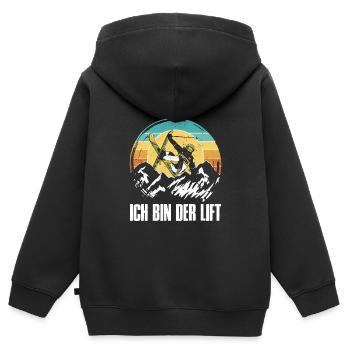 Skibergsteiger Ich bin der Lift Skitouring - Kinder Premium Organic Zip Hoodie - Schwarz - Hinten - AI Model Kid Male (0cm)