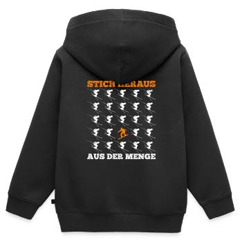 Snowboard Shirt Stich Heraus aus der Menge - Kinder Premium Organic Zip Hoodie - Schwarz - Hinten - AI Model Kid Male (0cm)