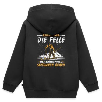 Ski Touring Reichet mir die Felle Skibergsteigen - Kinder Premium Organic Zip Hoodie - Schwarz - Hinten - AI Model Kid Male (0cm)