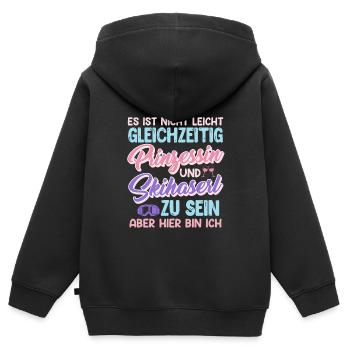 Skihasen Nicht Leicht Prinzessin und Skihaserl - Kinder Premium Organic Zip Hoodie - Schwarz - Hinten - AI Model Kid Male (0cm)