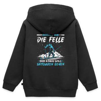 Ski Touring Reichet mir die Felle Skibergsteigen - Kinder Premium Organic Zip Hoodie - Schwarz - Hinten - AI Model Kid Male (0cm)