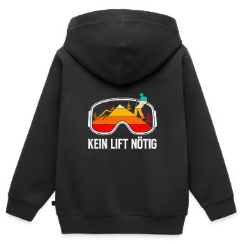Ski Touring Erobert den Berg wie ein König - Kinder Premium Organic Zip Hoodie - Schwarz - Hinten - AI Model Kid Male (0cm)