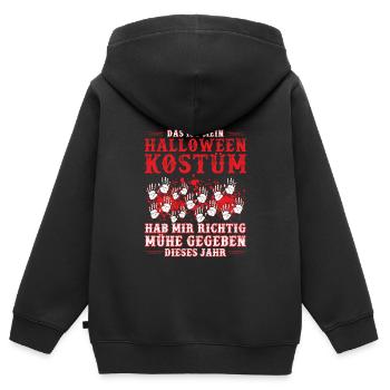 Horror Shirt Das ist mein Halloween Kostüm - Kinder Premium Organic Zip Hoodie - Schwarz - Hinten - AI Model Kid Male (0cm)