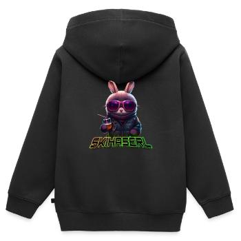 Ski Bunny Ski Bunny Skieur Lapin de ski femme - Sweat Premium à capuche zippé enfant bio - noir - Dos - AI Model Kid Male (0cm)