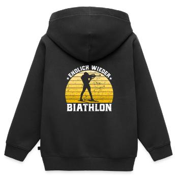 Wintersport Endlich Wieder Biathlon Wettkampf - Kinder Premium Organic Zip Hoodie - Schwarz - Hinten - AI Model Kid Male (0cm)