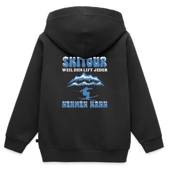 Skitour Weil den Lift Jeder Nehmen Kann - Kinder Premium Organic Zip Hoodie - Schwarz - Hinten - AI Model Kid Male (0cm)