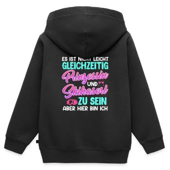 Skihasen Nicht Leicht Prinzessin und Skihaserl - Kinder Premium Organic Zip Hoodie - Schwarz - Hinten - AI Model Kid Male (0cm)
