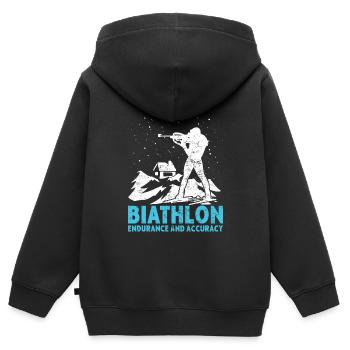 Biathlon Skirennen Wettkampf Wintersport - Kinder Premium Organic Zip Hoodie - Schwarz - Hinten - AI Model Kid Male (0cm)