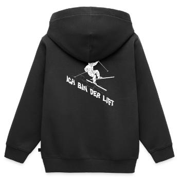 Skibergsteiger Ich bin der Lift Skitouring - Kinder Premium Organic Zip Hoodie - Schwarz - Hinten - AI Model Kid Male (0cm)