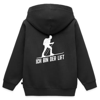 Skibergsteiger Ich bin der Lift Ski Touring - Kinder Premium Organic Zip Hoodie - Schwarz - Hinten - AI Model Kid Male (0cm)