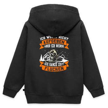 Skibergsteigen Nicht Aufgeben aber Fluchen - Kinder Premium Organic Zip Hoodie - Schwarz - Hinten - AI Model Kid Male (0cm)