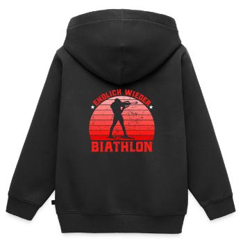 Wintersport Endlich Wieder Biathlon Wettkampf - Kinder Premium Organic Zip Hoodie - Schwarz - Hinten - AI Model Kid Male (0cm)