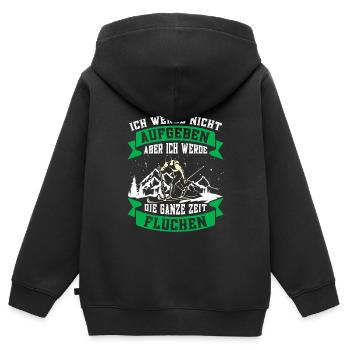 Skibergsteigen Nicht Aufgeben aber Fluchen - Kinder Premium Organic Zip Hoodie - Schwarz - Hinten - AI Model Kid Male (0cm)