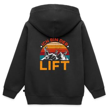 Skibergsteiger Ich bin der Lift Ski Touring - Kinder Premium Organic Zip Hoodie - Schwarz - Hinten - AI Model Kid Male (0cm)