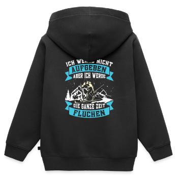 Skibergsteigen Nicht Aufgeben aber Fluchen - Kinder Premium Organic Zip Hoodie - Schwarz - Hinten - AI Model Kid Male (0cm)