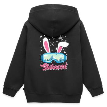 Skihaserl Apres Ski Party Skifahrerin Bunny - Kinder Premium Organic Zip Hoodie - Schwarz - Hinten - AI Model Kid Male (0cm)