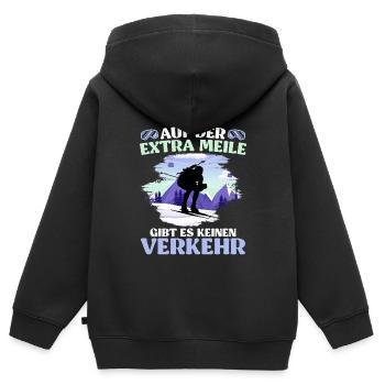 Skibergsteigen Auf der Extra Meile Kein Verkehr - Kinder Premium Organic Zip Hoodie - Schwarz - Hinten - AI Model Kid Male (0cm)