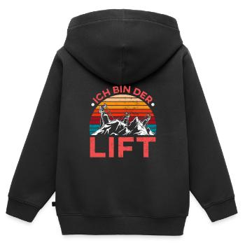 Skibergsteiger Ich bin der Lift Ski Touring - Kinder Premium Organic Zip Hoodie - Schwarz - Hinten - AI Model Kid Male (0cm)