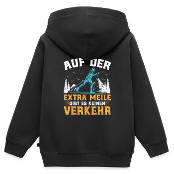 Ski Touring Auf der Extra Meile kein Verkehr - Kinder Premium Organic Zip Hoodie - Schwarz - Hinten - AI Model Kid Male (0cm)