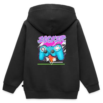 Videospiele Video Gaming ZOCKER Video Spieler - Kinder Premium Organic Zip Hoodie - Schwarz - Hinten - AI Model Kid Male (0cm)