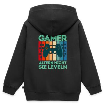 Gamer Altern nicht sie Leveln B-Day Video Spieler - Kinder Premium Organic Zip Hoodie - Schwarz - Hinten - AI Model Kid Male (0cm)