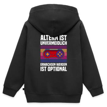 Altern ist Unvermeidlich Retro Zocker B-Day - Kinder Premium Organic Zip Hoodie - Schwarz - Hinten - AI Model Kid Male (0cm)