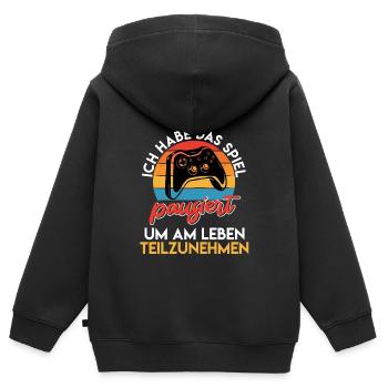 Videospieler Habe das Spiel Pausiert Videospiele - Kinder Premium Organic Zip Hoodie - Schwarz - Hinten - AI Model Kid Male (0cm)