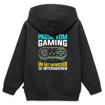 Video Spieler Pause vom Gaming Controller Video - Kinder Premium Organic Zip Hoodie - Schwarz - Hinten - AI Model Kid Male (0cm)