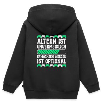 Altern ist Unvermeidlich Retro Zocker B-Day - Kinder Premium Organic Zip Hoodie - Schwarz - Hinten - AI Model Kid Male (0cm)