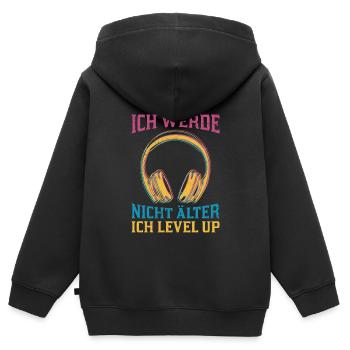 Retro Gamer B-Day Werde nicht Älter Ich Level Up - Kinder Premium Organic Zip Hoodie - Schwarz - Hinten - AI Model Kid Male (0cm)