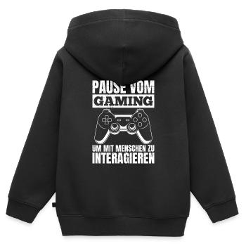 Video Spieler Pause vom Gaming Controller Video - Kinder Premium Organic Zip Hoodie - Schwarz - Hinten - AI Model Kid Male (0cm)