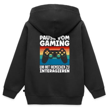 Video Spieler Pause vom Gaming Controller Video - Kinder Premium Organic Zip Hoodie - Schwarz - Hinten - AI Model Kid Male (0cm)