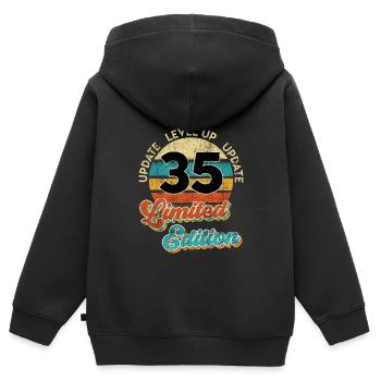 Mise à jour du lecteur vidéo35 ans de B-Day - Sweat Premium à capuche zippé enfant bio - noir - Dos - AI Model Kid Male (0cm)