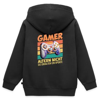 Gamer Altern nicht, Sie Leveln! Retro Gamer - Kinder Premium Organic Zip Hoodie - Schwarz - Hinten - AI Model Kid Male (0cm)