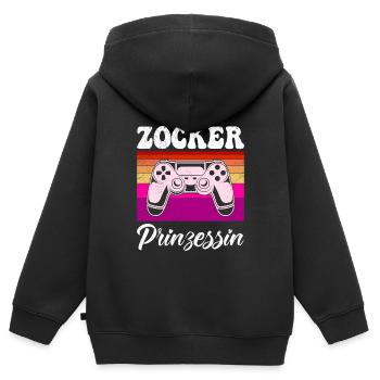Gamer Princess Joueur vidéo Jeux vidéo - Sweat Premium à capuche zippé enfant bio - noir - Dos - AI Model Kid Male (0cm)