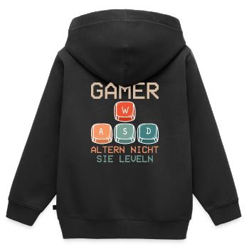 Gamer Altern nicht, Sie Leveln! Retro Gamer - Kinder Premium Organic Zip Hoodie - Schwarz - Hinten - AI Model Kid Male (0cm)