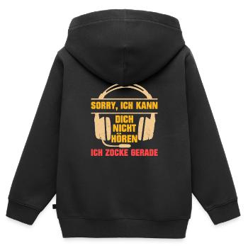 Headset Gamer Sorry, Ich kann dich nicht Hören - Kinder Premium Organic Zip Hoodie - Schwarz - Hinten - AI Model Kid Male (0cm)