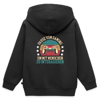 Video Spieler Pause vom Gaming Controller Video - Kinder Premium Organic Zip Hoodie - Schwarz - Hinten - AI Model Kid Male (0cm)