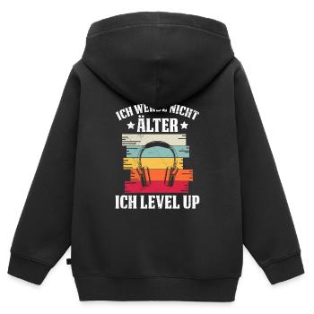 Retro Gamer B-Day Werde nicht Älter Ich Level Up - Kinder Premium Organic Zip Hoodie - Schwarz - Hinten - AI Model Kid Male (0cm)