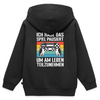 Video Gaming Habe das Spiel Pausiert Video Spieler - Kinder Premium Organic Zip Hoodie - Schwarz - Hinten - AI Model Kid Male (0cm)