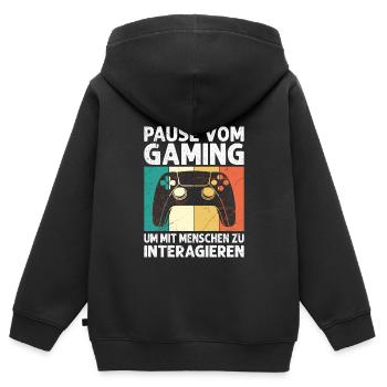 Video Spieler Pause vom Gaming Controller Video - Kinder Premium Organic Zip Hoodie - Schwarz - Hinten - AI Model Kid Male (0cm)