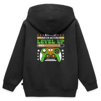 Retro Gamer B-day Altern ist ein weiterer Level Up - Kinder Premium Organic Zip Hoodie - Schwarz - Hinten - AI Model Kid Male (0cm)