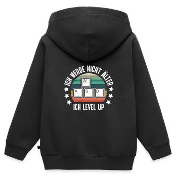 Retro Gamer B-Day Werde nicht Älter Ich Level Up - Kinder Premium Organic Zip Hoodie - Schwarz - Hinten - AI Model Kid Male (0cm)