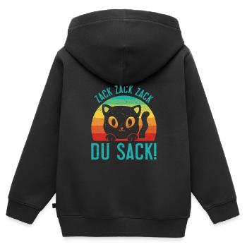 Gaming Katze Zack Zack Du Sack! Videospieler - Kinder Premium Organic Zip Hoodie - Schwarz - Hinten - AI Model Kid Male (0cm)