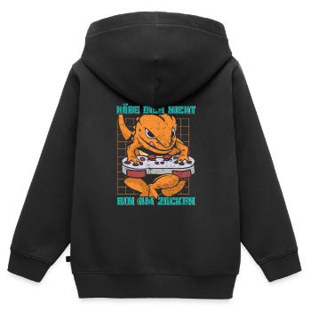 Gaming Echse Höre dich nicht Bin am Zocken - Kinder Premium Organic Zip Hoodie - Schwarz - Hinten - AI Model Kid Male (0cm)