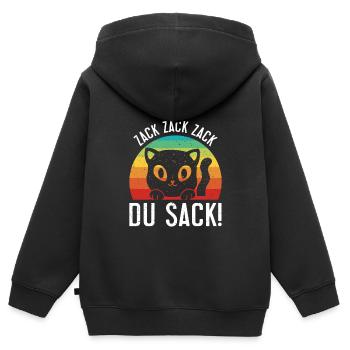 Gaming Katze Zack Zack Du Sack! Videospieler - Kinder Premium Organic Zip Hoodie - Schwarz - Hinten - AI Model Kid Male (0cm)